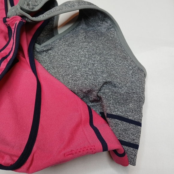 US Polo Assn 2 Pack Seamless Racerback Sports Bra XL Pink & Grey/Navy Remvb Pads - Picture 3 of 5
